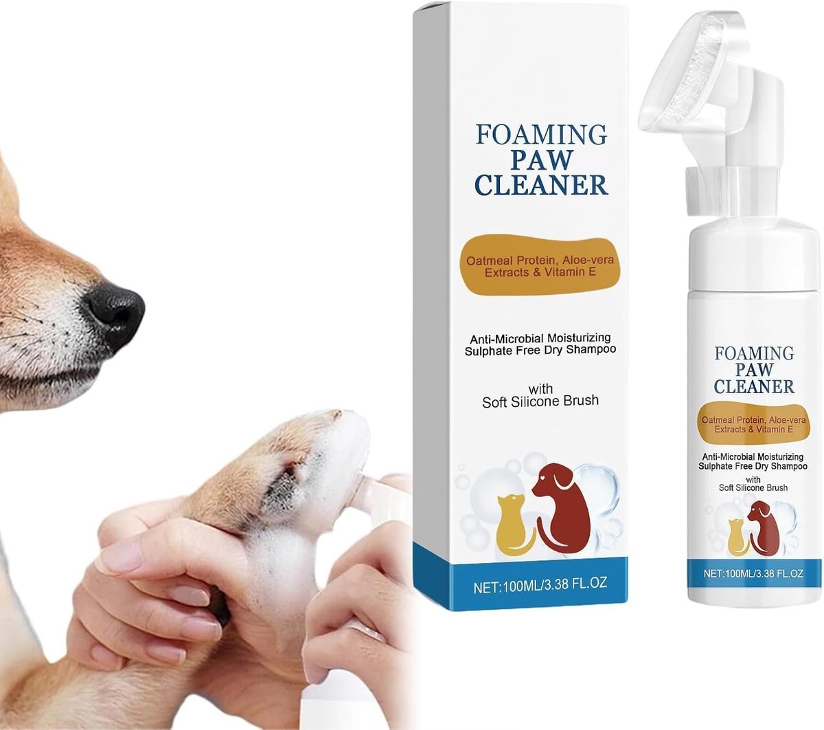 Pootreiniger voor honden en katten - schuimende reiniging - zachte verzorging - houdt poten schoon - ShopVlot