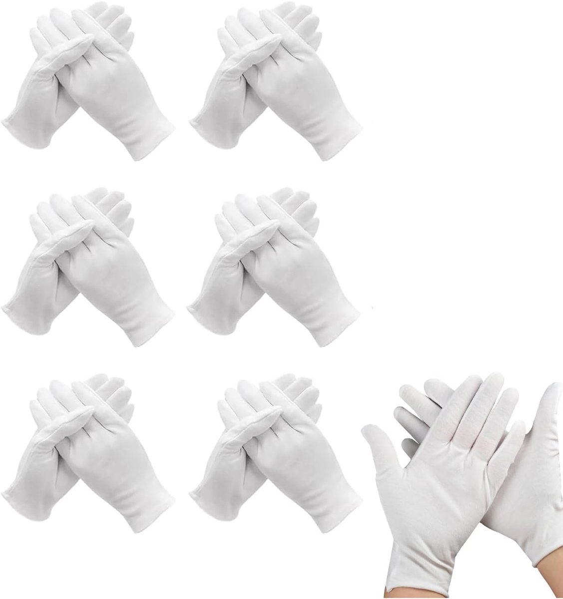 Katoenen handschoenen S - 6 paar zachte handschoenen - ademend en rekbaar - ideaal voor droge handen - ShopVlot