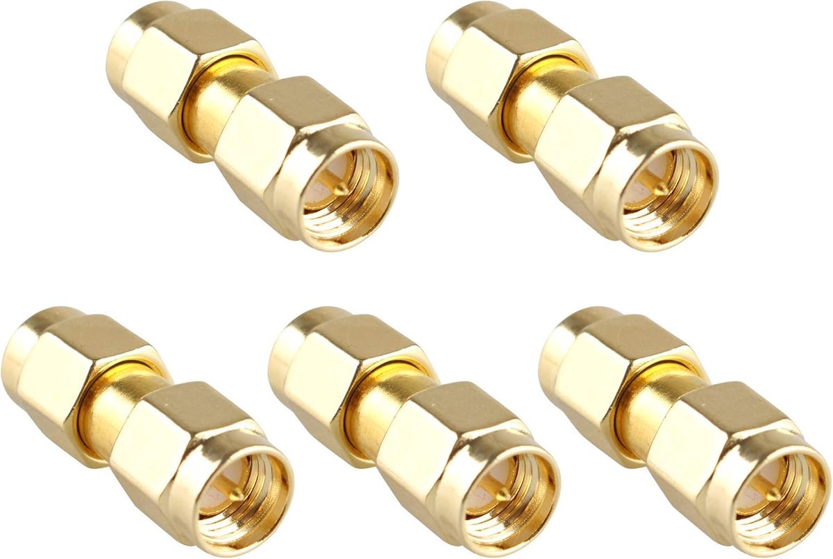 4G LTE antenne adapter - SMA male naar SMA male - goudverchroomd metaal - ideaal voor verbindingen - ShopVlot