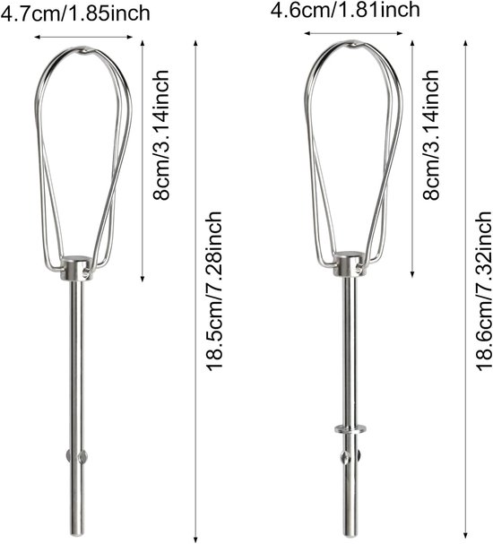 Replacement Hand Mixer, 2 Pieces, Stainless Steel Beater for Egg Beater, 18.5cm Electric Mixer Parts, Hand Mixer Turbo - ShopVlot — afbeelding 5