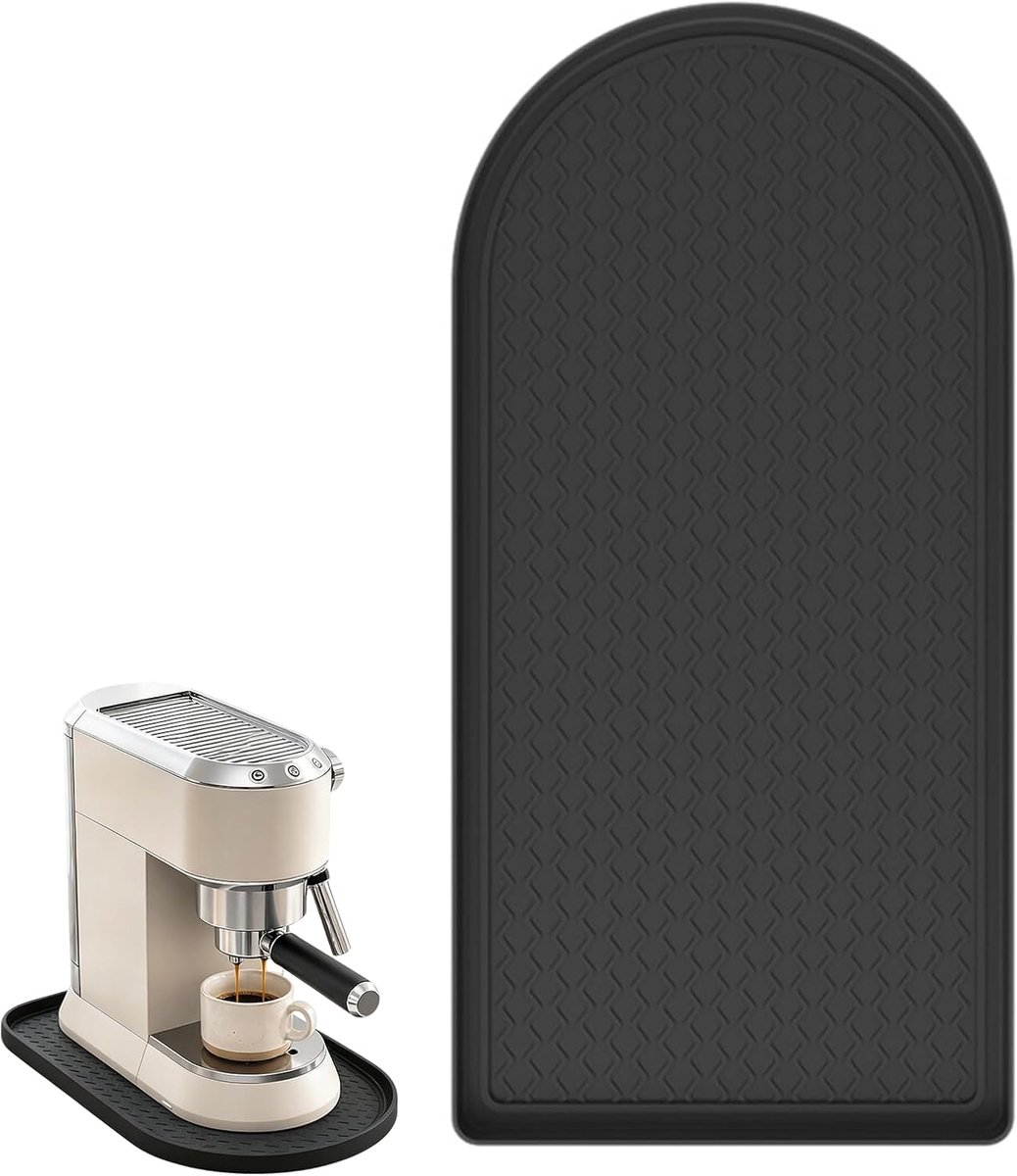 Koffiezetmachineonderlegger, 40 x 20 cm, siliconen mat, antislip, barista-mat, hittebestendige siliconen onderlegger - ShopVlot