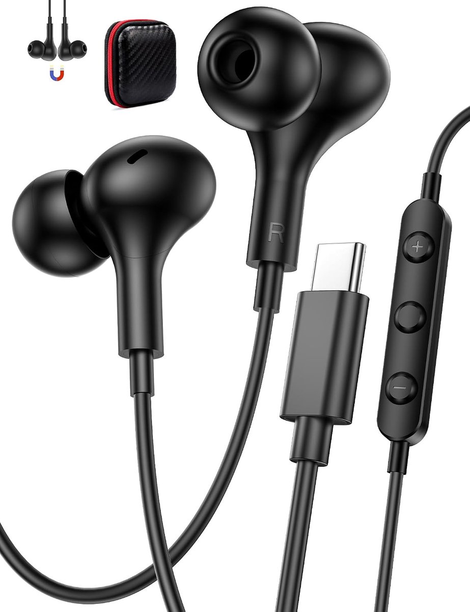 Bedrade hoofdtelefoon USB C voor Samsung A16 A17 A56 A57 S26 S25 S24 hoofdtelefoon type C magnetische in-ear - ShopVlot