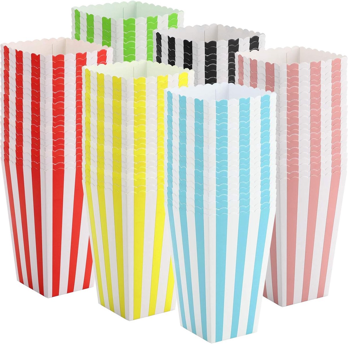 120 Pack Movie Party Popcorn Boxes, Colorful Striped Popcorn Boxes, Small Paper Popcorn Containers Great for Home - ShopVlot