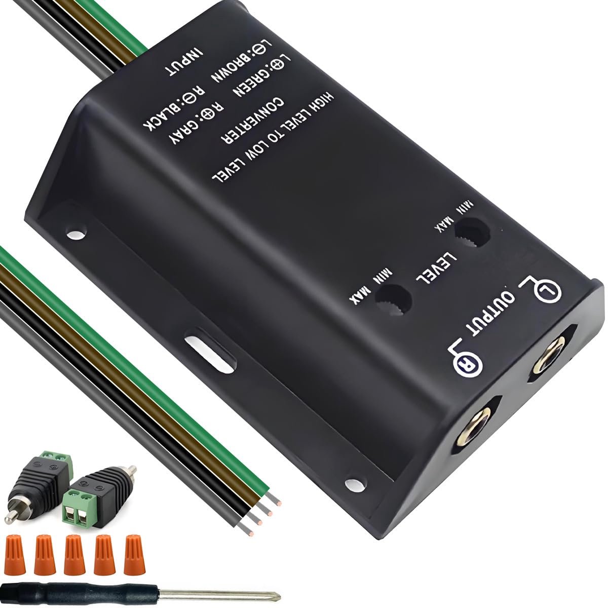 Luidspreker naar RCA converter voor autoradio, tweekanaals RCA-converter, Hi-Lo lijnuitgang, versterker adapter van - ShopVlot