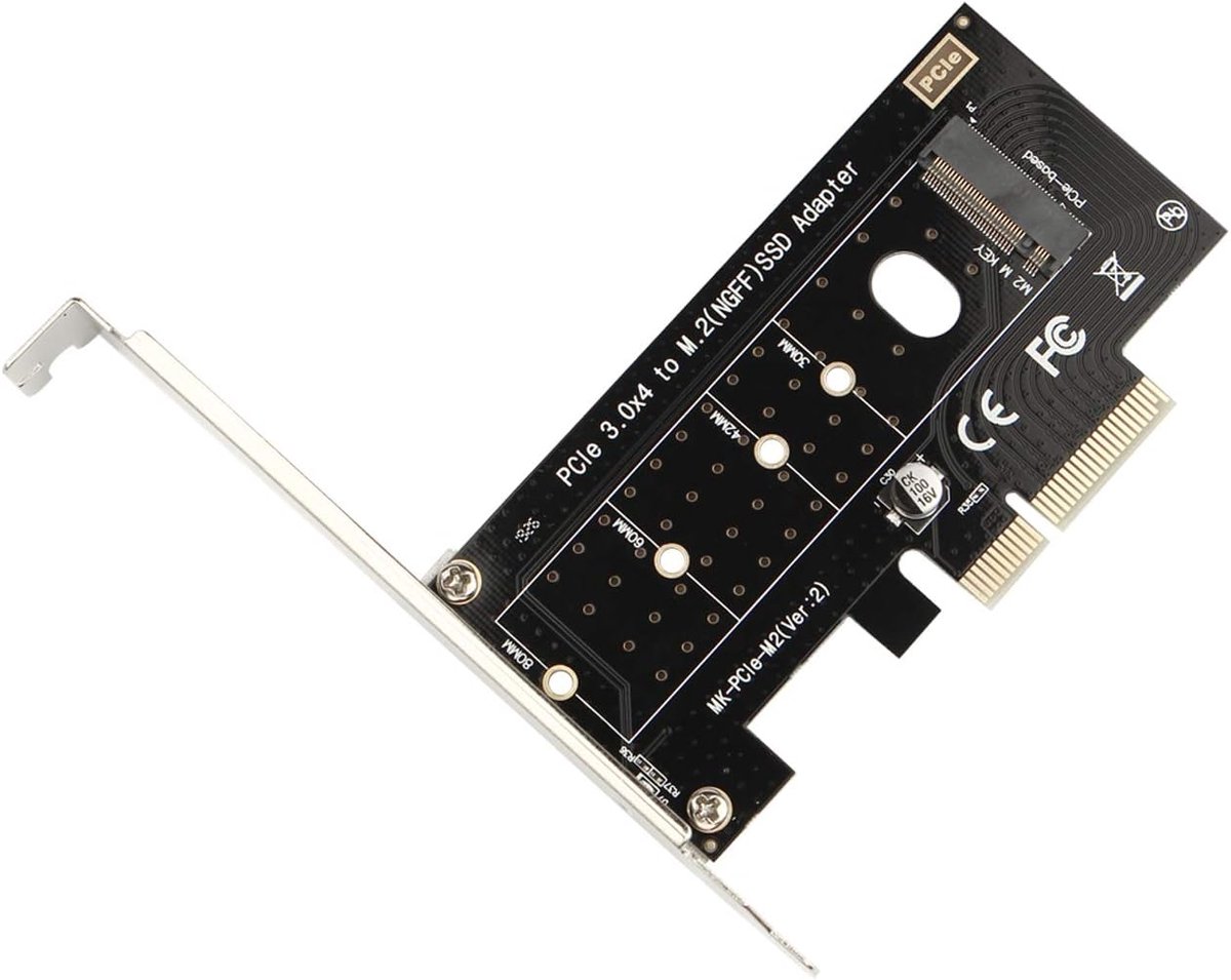 SnelShoppen - M.2 naar PCIe Adapter NVME SSD PCI-e 3.0 X4 Uitbreidingskaart, Ondersteunt M-Key Solid State Drive Type 2280 2260 2242 2230 voor Desktop