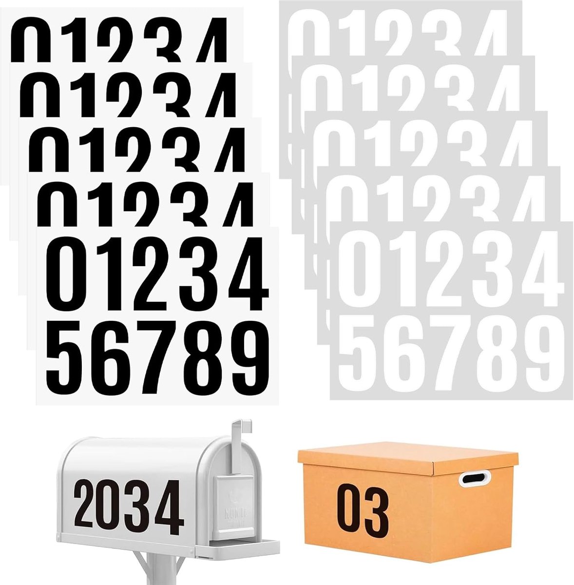 Huisnummers voor buiten, 10 cm, zelfklevend, tegen regen, 100 stuks witte en zwarte stickers voor brievenbus, deur - ShopVlot