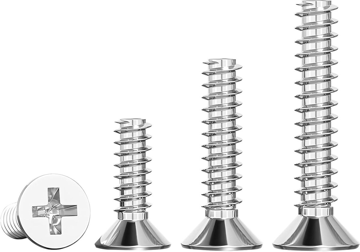 SnelShoppen - 20 Stuks 304 RVS Phillips Platte Hoofd Machine Schroeven, M3 x 6mm Bevestigingsschroeven voor Doe-Het-Zelf Houtwerk, Meubels, Buiten en