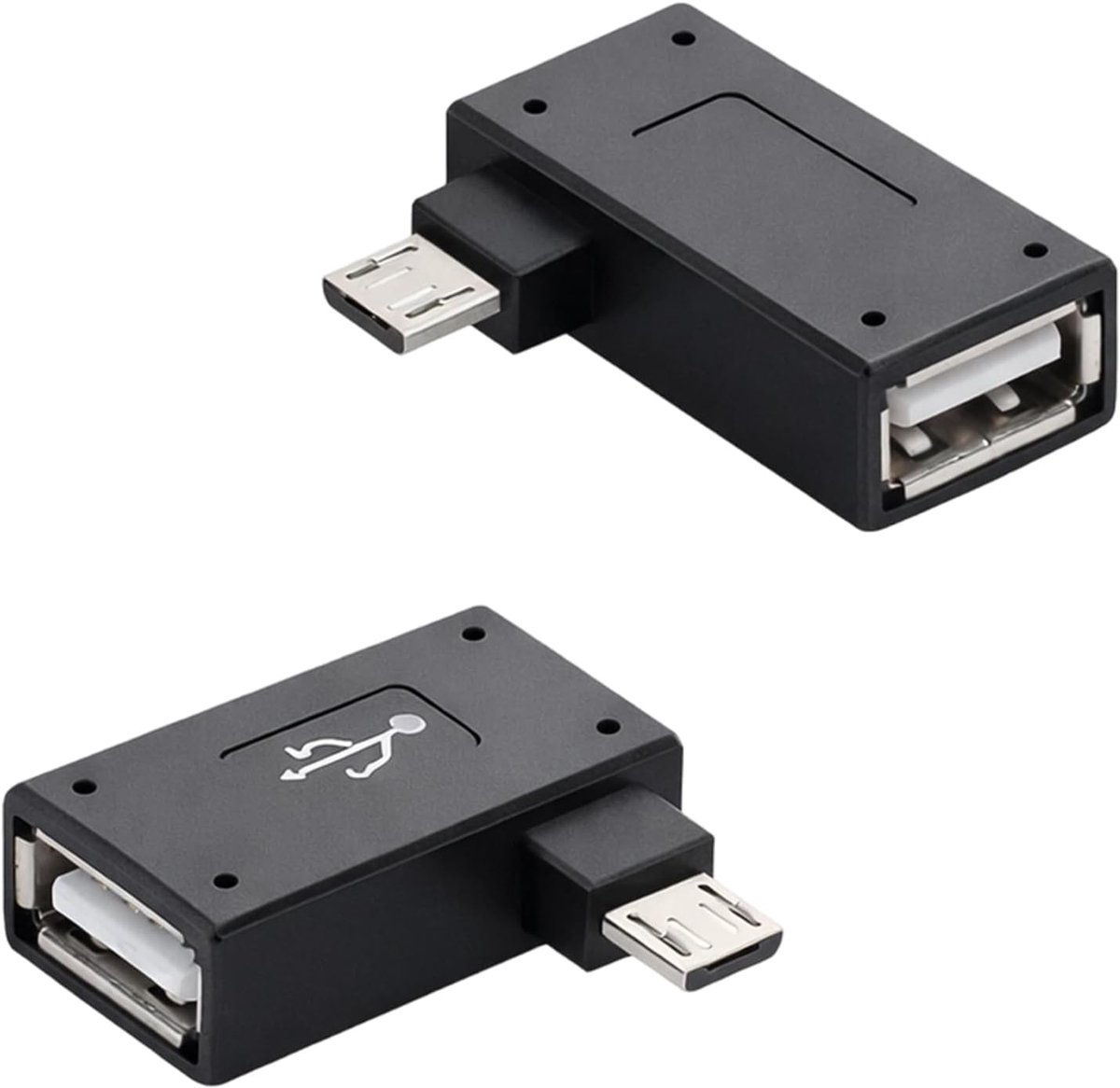 2 stuks Micro USB Hub Adapter, Micro USB Adapter met Hoekdesign, Adapter voor Tablet, Streaming TV-stick (links + - ShopVlot