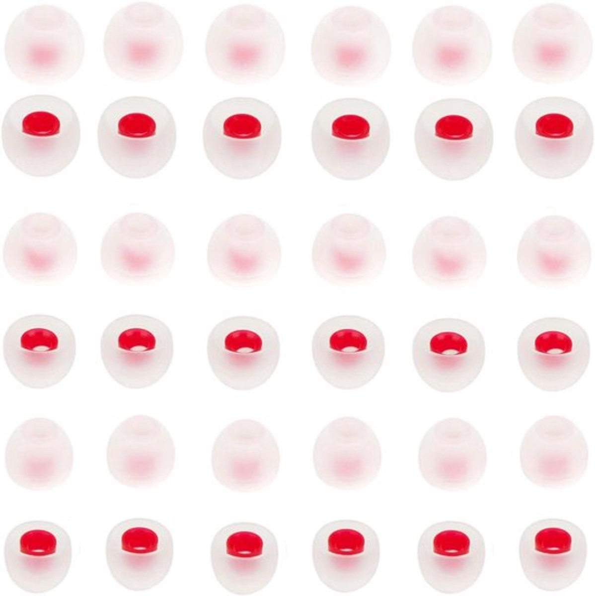 Zachte siliconen oordopjes voor in-ear hoofdtelefoons, 36 stuks, comfortabel en geschikt, wit - rood.