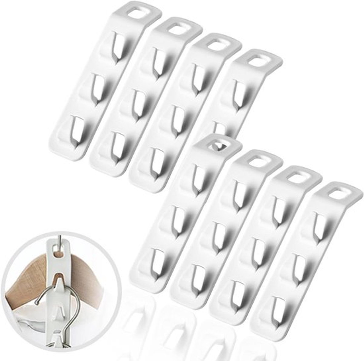 Ruimtebesparende kleerhanger verbindingshaken, 8 stuks, kast organizer haak connector.