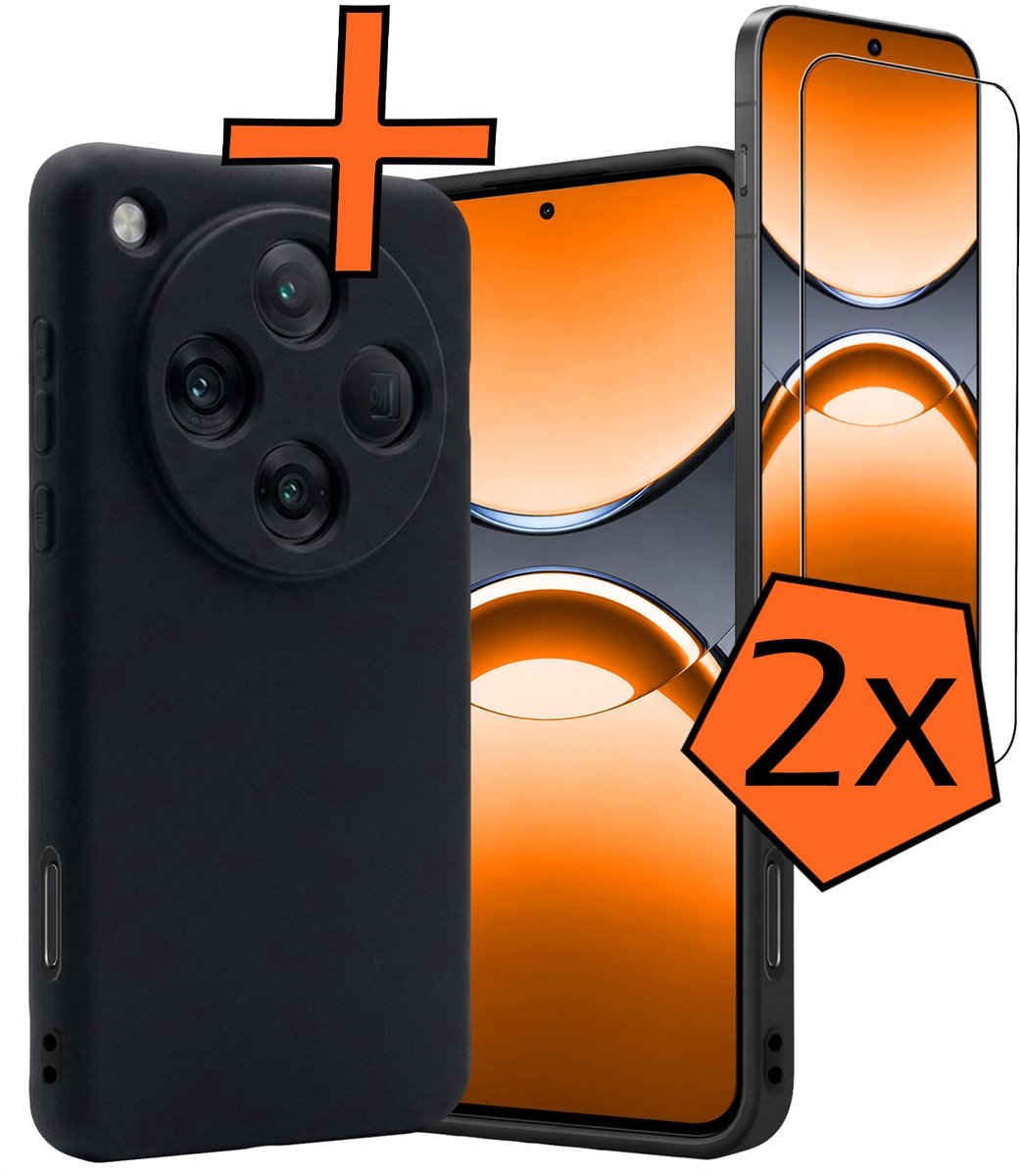 Hoes - Met 2x Screenprotector - Geschikt voor OPPO Find X8 Pro - Sterk & Shockproof - Back Cover - Siliconen Case - Telefoon Hoes - Zwart