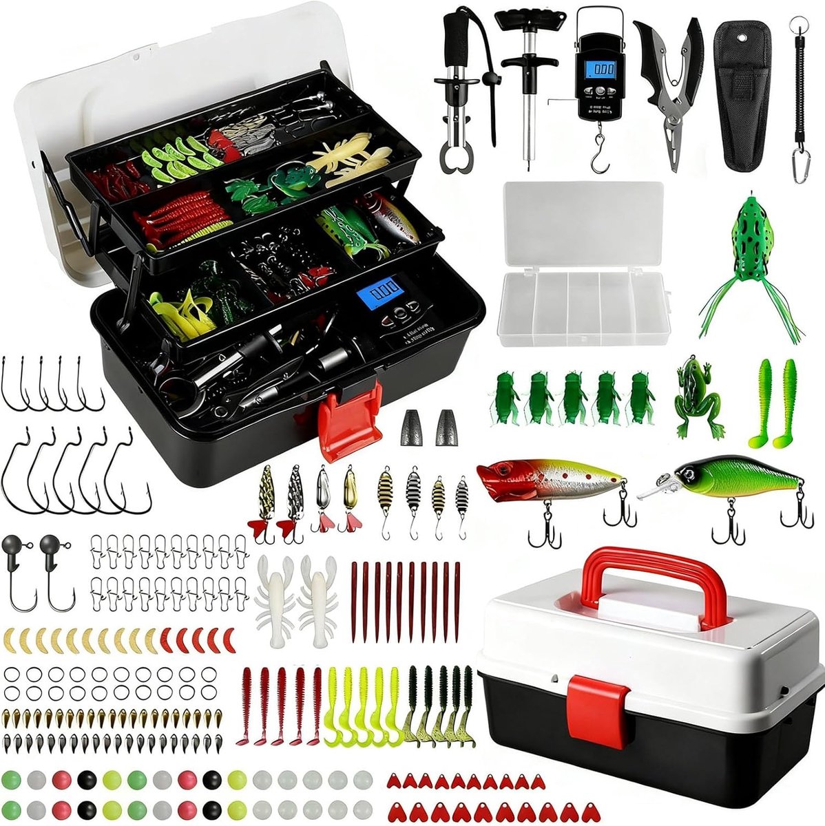 213 Piece Fishing Accessory Set with 3 Shelves, Fishing Case, Lip Clips, Hook Remover, Hook, Fishing Bait, Fishing - ShopVlot