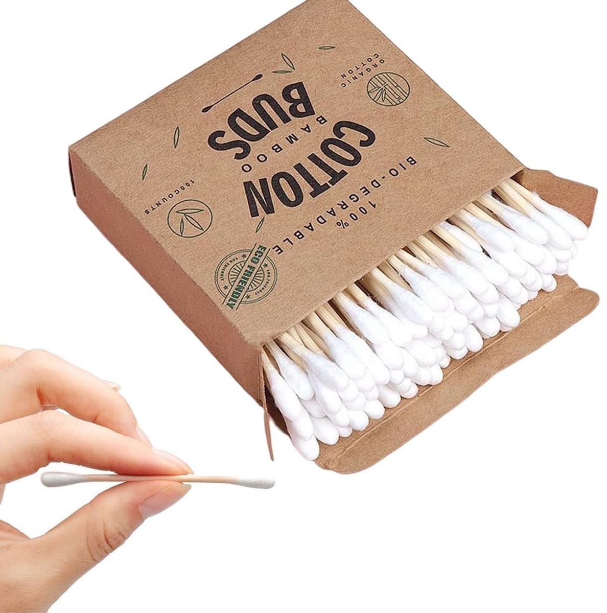 Solidchoice - 100 Stuks Biologisch Afbreekbare Bamboo Wattenstaafjes