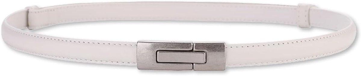 LumiSyne Women Skinny Leather Belt Solid Color Vintage Metal Interlock Buckle Adjustable Thin Waist Belt For Dress - ShopVlot