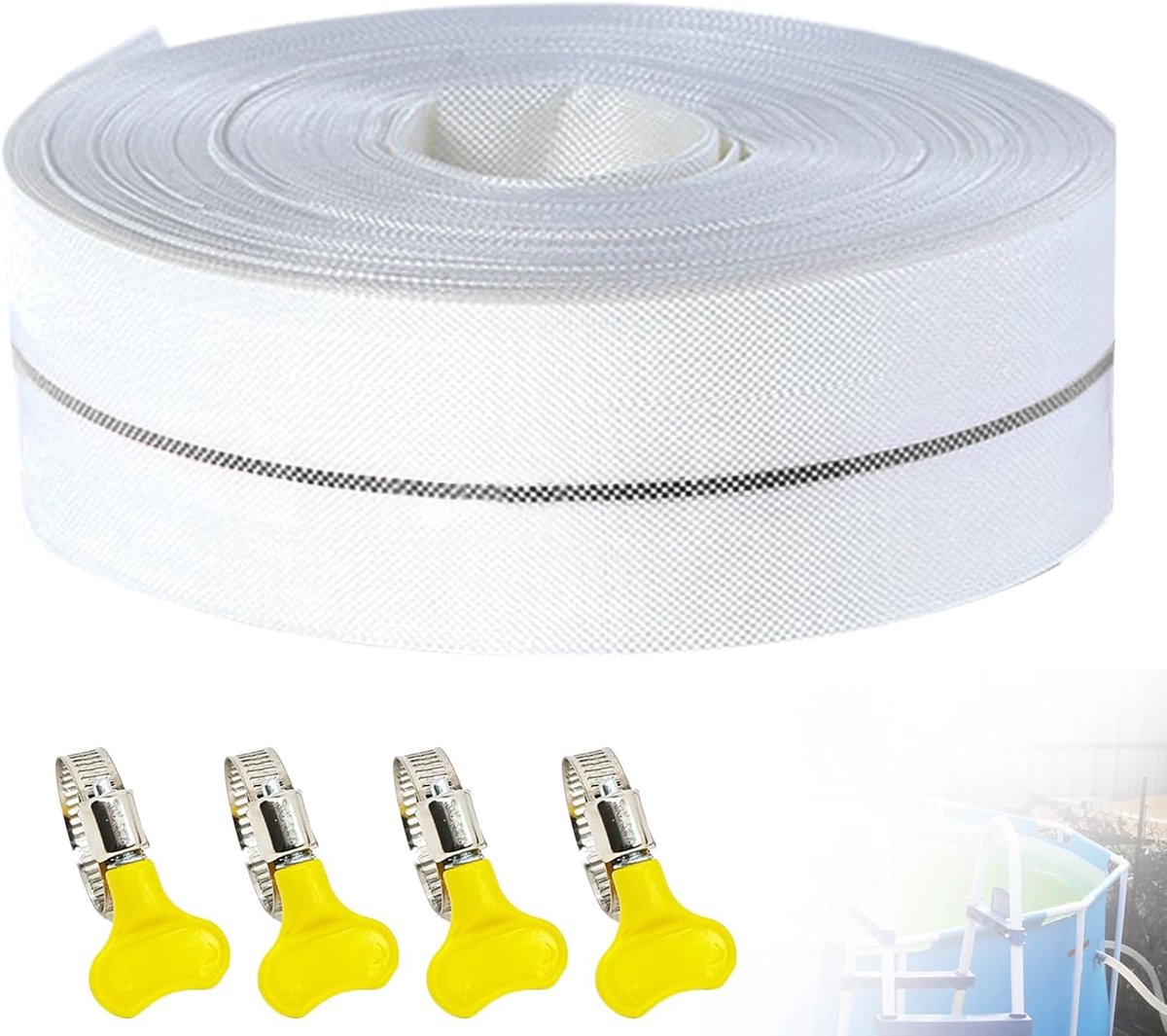 Dust Hose, 1 Roll, 32 mm, 10 m, Flat Hose, 1 1/2 Inches, Industrial Hose, Drain Hose, Pump Hose with 4 Hose Clamps for - ShopVlot