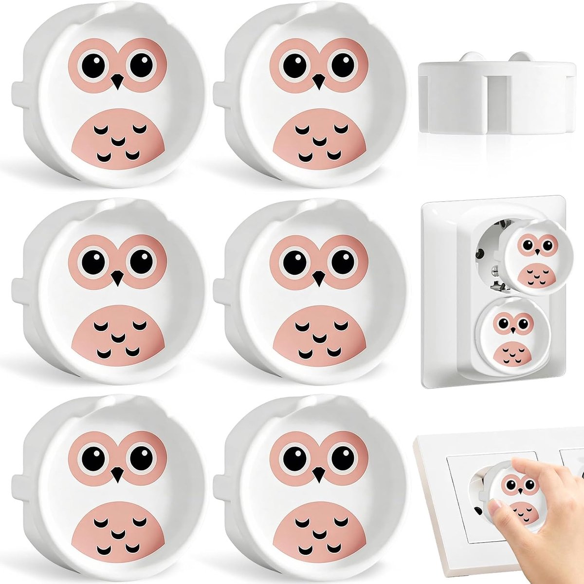 6 Stuks Stopcontactbeschermers voor kinderen, Siliconen doos decoratieve afdekking met uilpatroon - ShopVlot