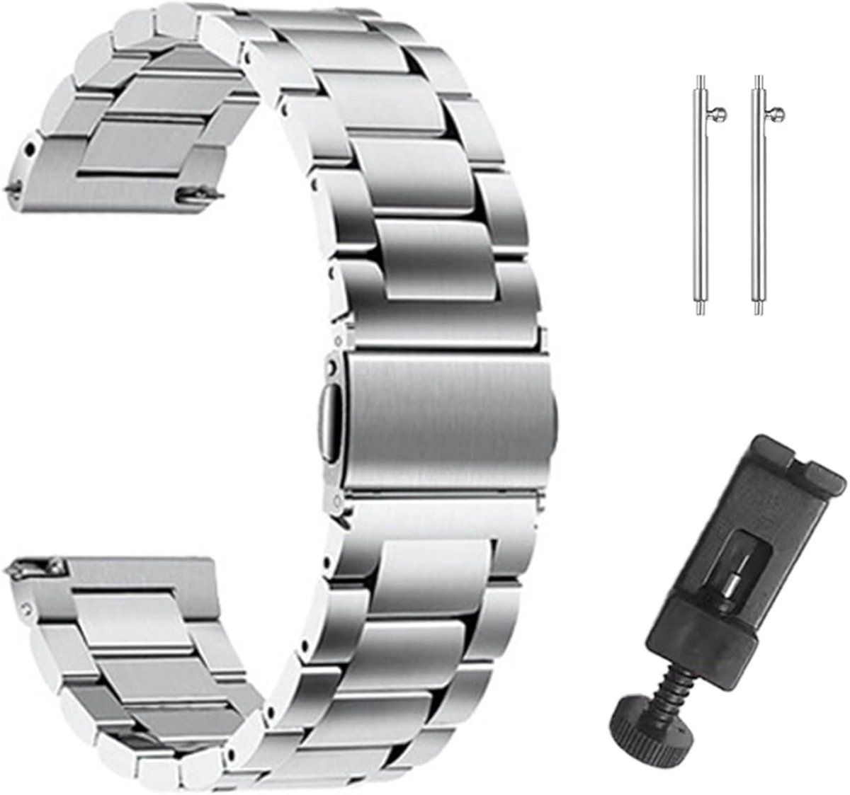 22 mm black stainless steel watch strap with quick release for men and women, 22 mm brush star, stainless steel - ShopVlot