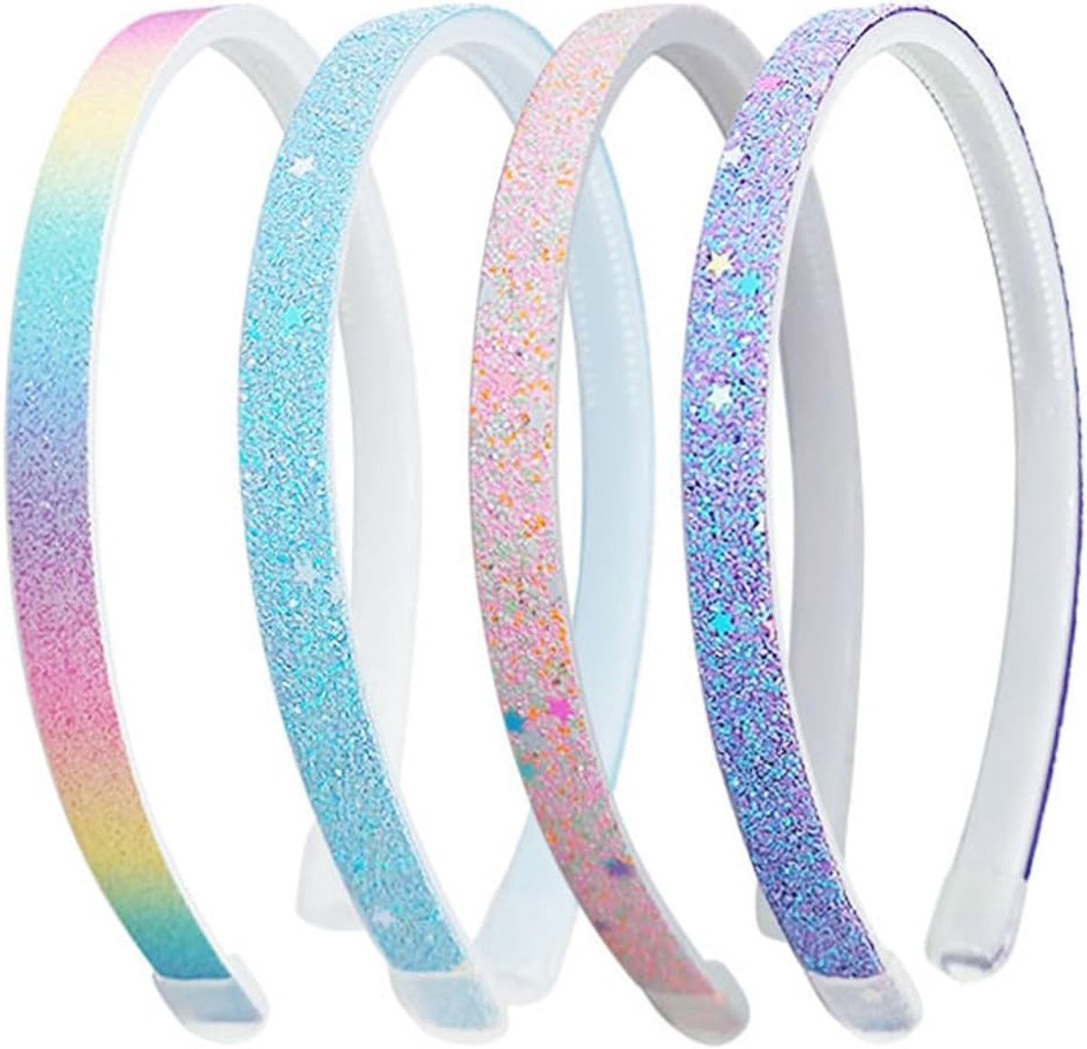 Glitter headband, set of 4 girls' headbands with non-slip teeth and glitter design, elastic and comfortable for - ShopVlot