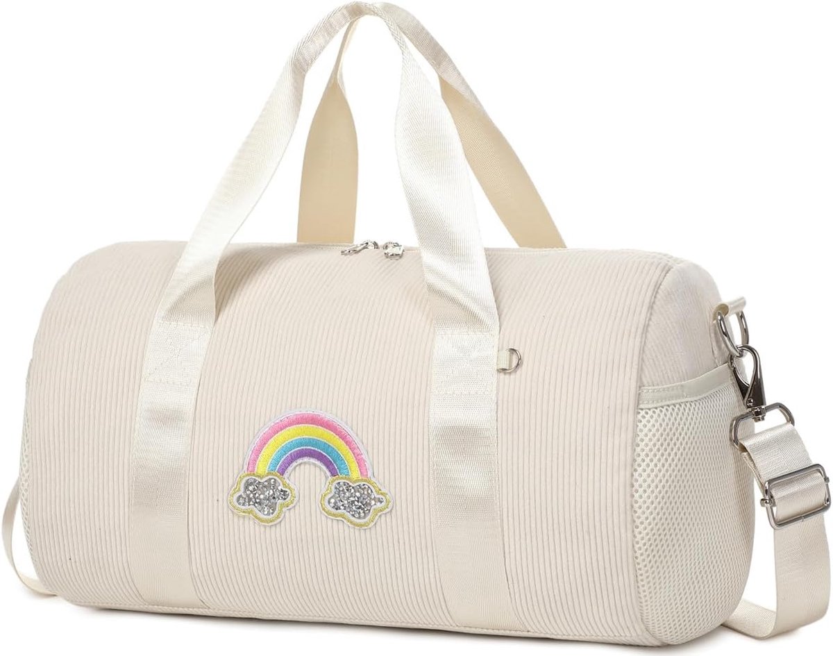 Dufflebag meisjes 35,7x21x21cm - regenboog glitter - meerdere vakken - ideaal voor ballet - ShopVlot