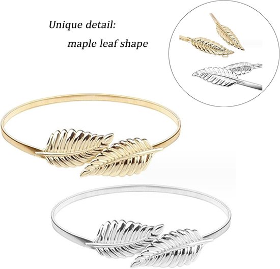 Stretchband dames - elastisch goud en zilver - bladeren design - perfect voor feesten - ShopVlot — afbeelding 3