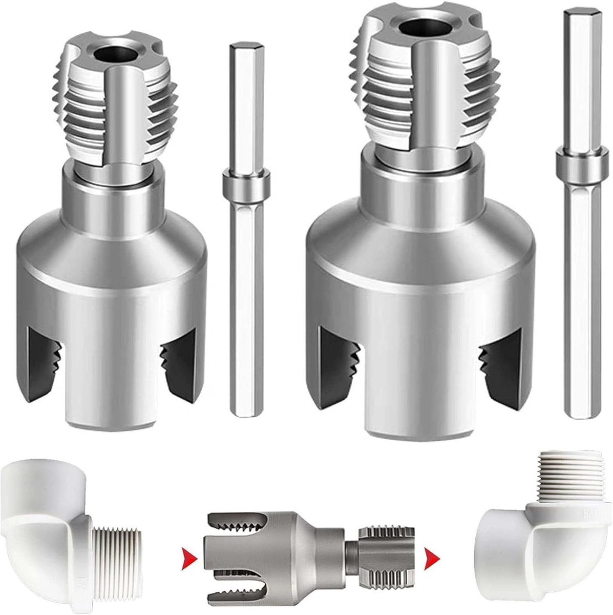 PVC buis draadsnijders 2-in-1 set - carbon staal - 1/2 inch en 3/4 inch - ideaal voor leidinginstallatie - ShopVlot