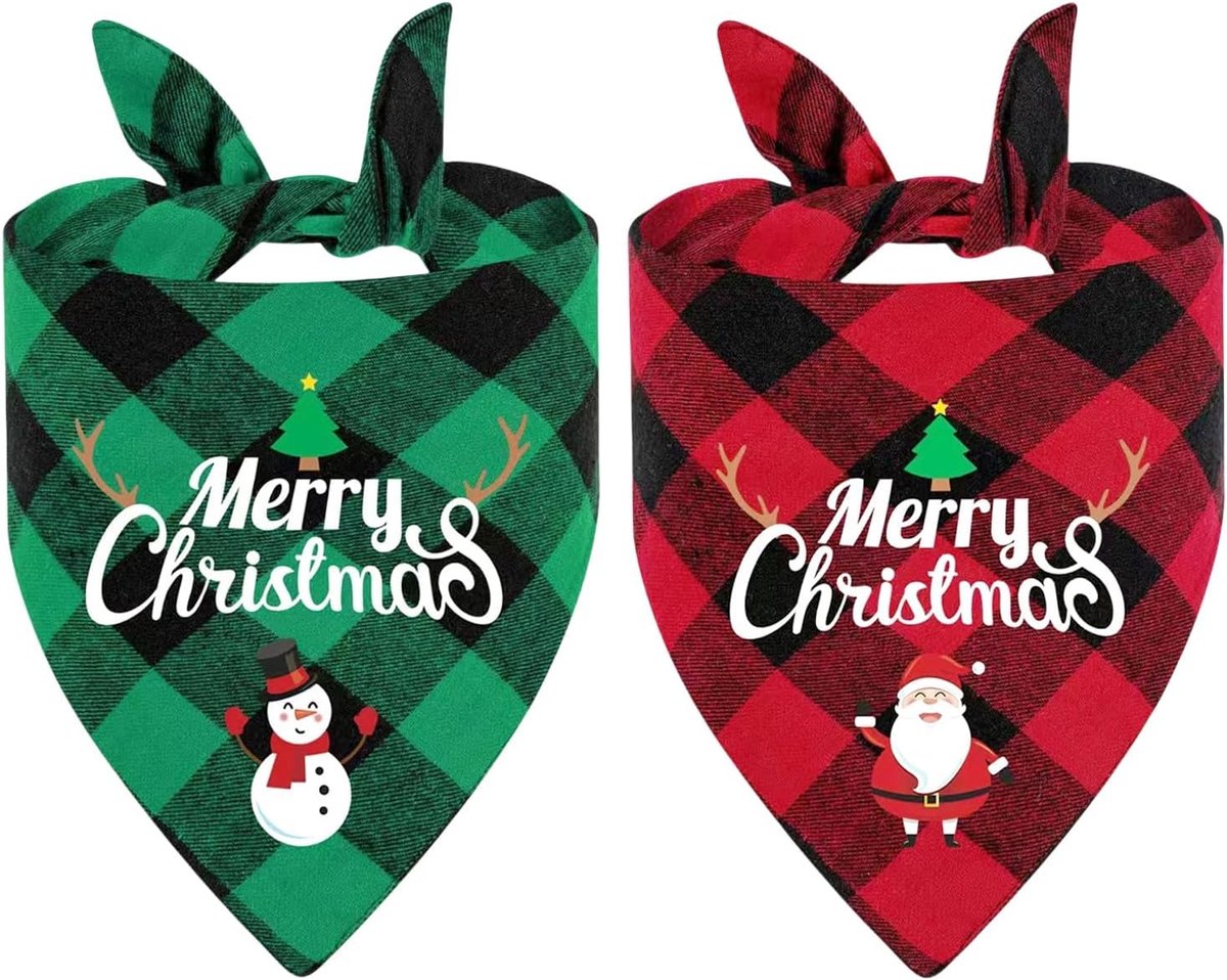Hondensjaal Kerst - 2 Stuks - Zachte Katoen - Perfect voor Feestdagen - ShopVlot