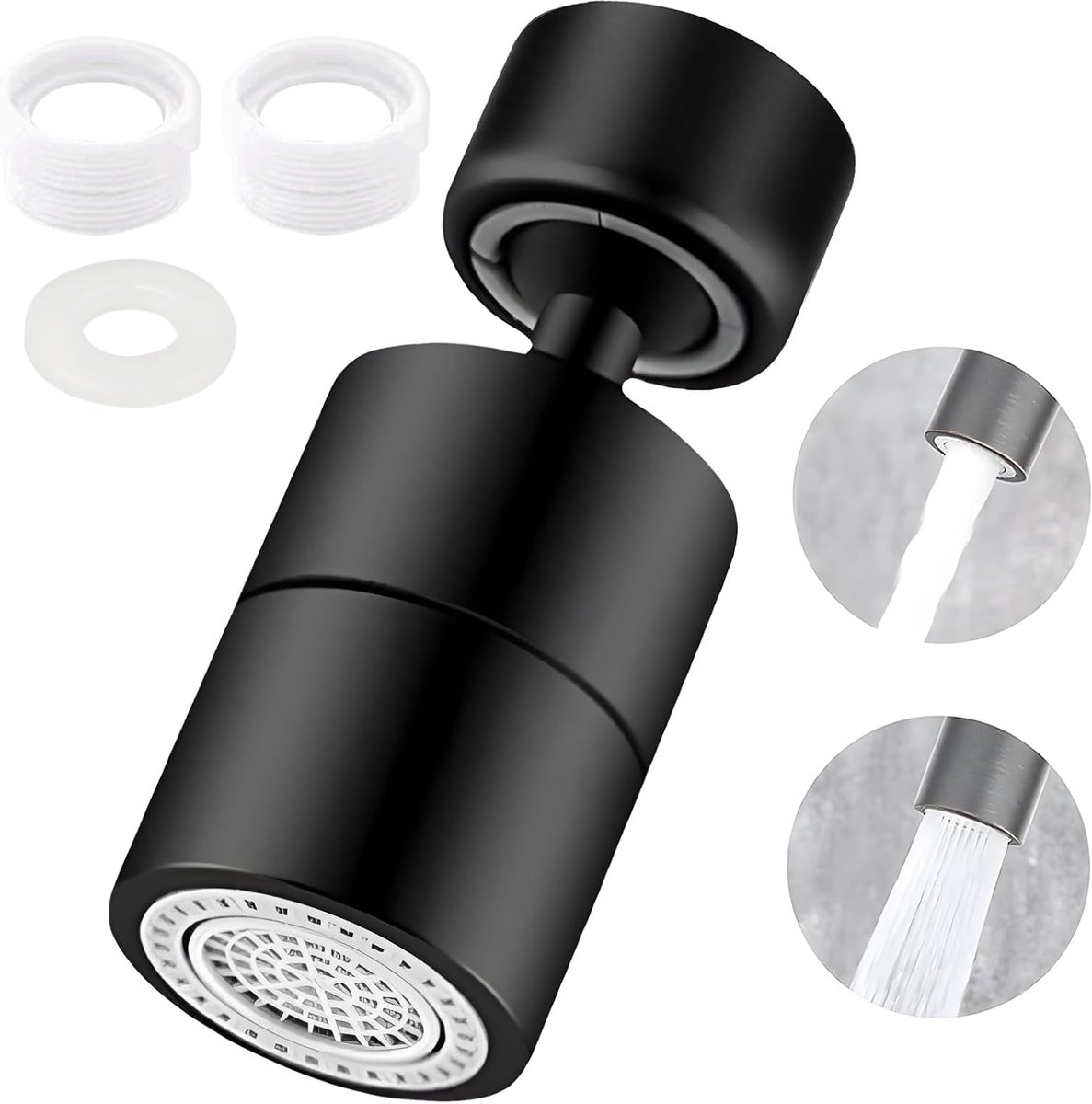 Waterkraanadapter 360° draaibaar - universele M22/M24 aansluiting - 2 spuitstanden - ideaal voor keuken en badkamer - ShopVlot