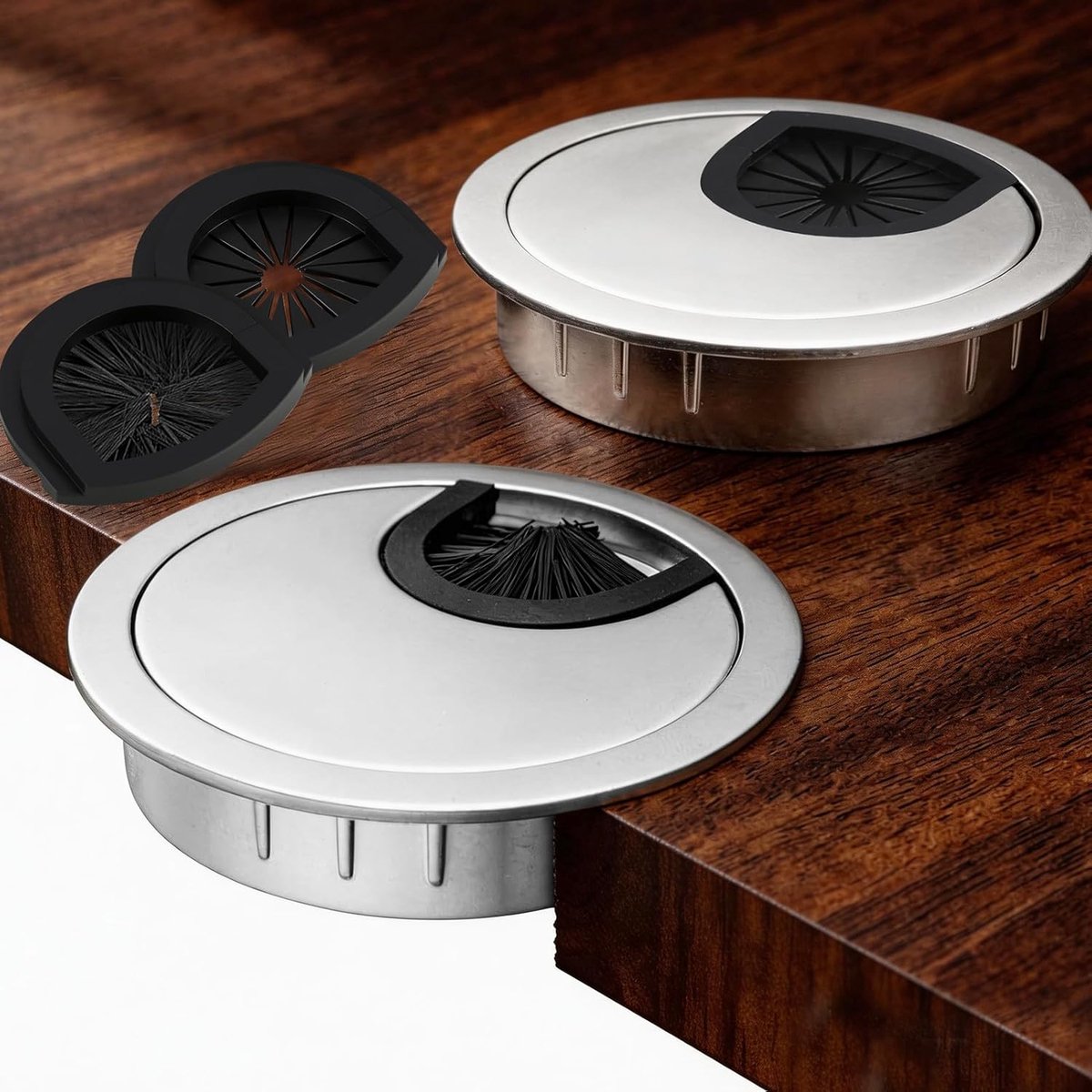Kabeldoorvoer 60 mm - Metalen constructie - Inclusief borstels en rubberen insert - Voor een opgeruimde werkplek - ShopVlot