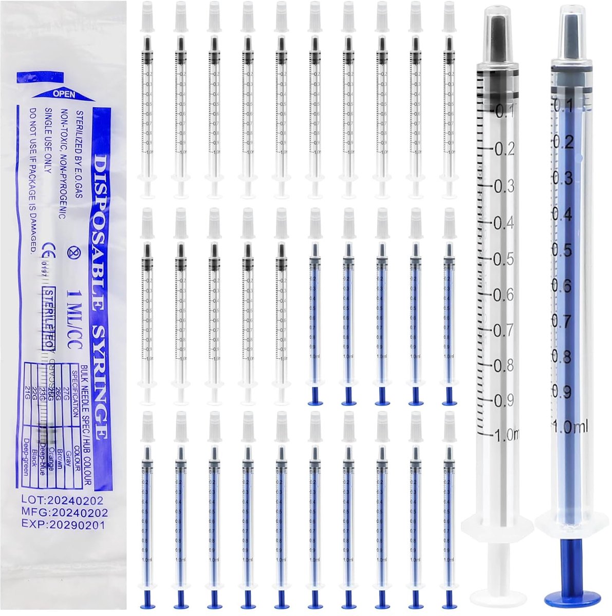 Plastic spuiten 1ml - 30 stuks - met dop - nauwkeurige dosering voor laboratoria en dieren - ShopVlot