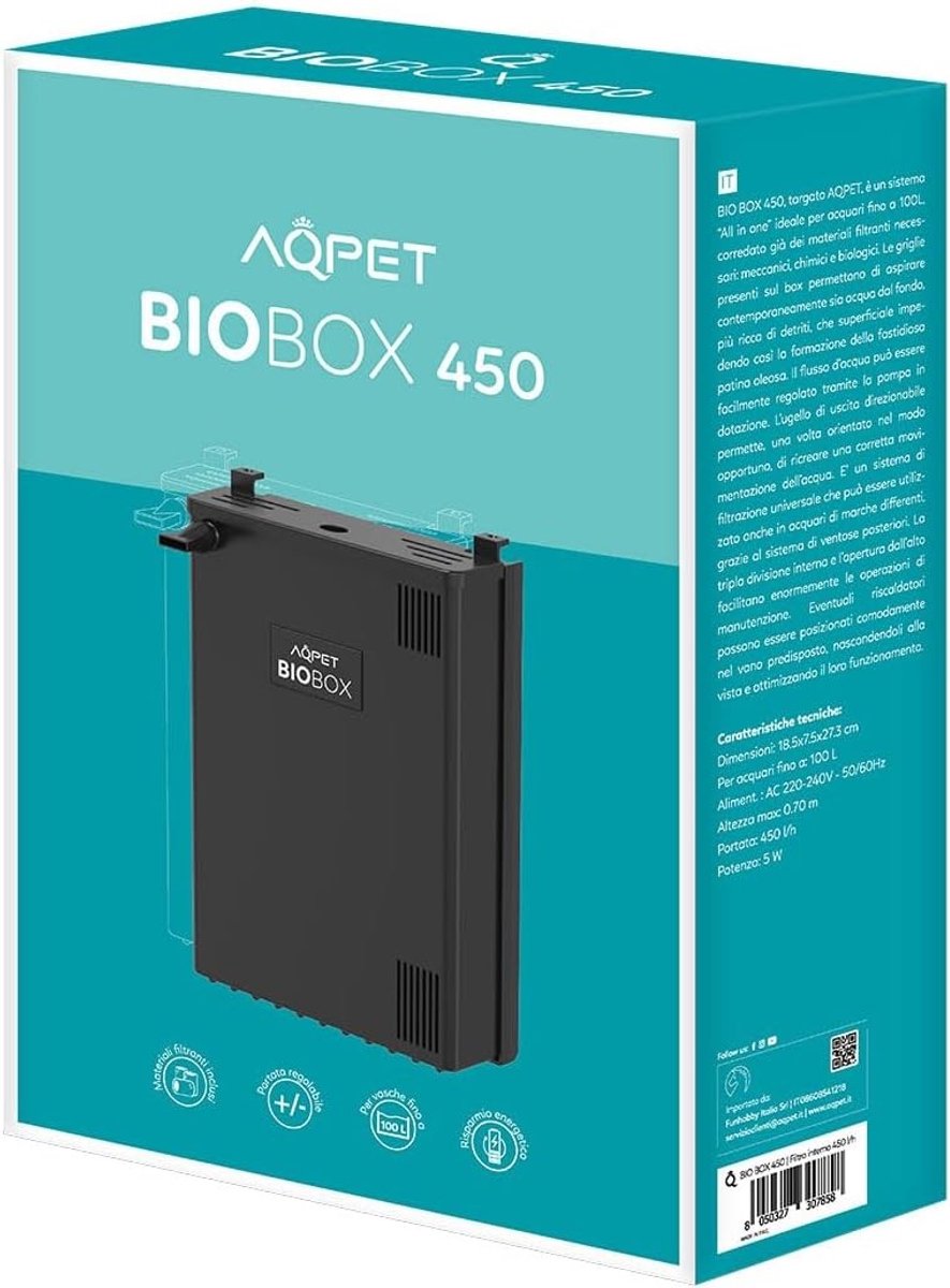 Binnenfilter voor Aquaria - 18,5 x 7,5 x 27,3 cm - Universeel Filtersysteem met Pomp - Geschikt voor Zoet- en Zeewateraquaria
