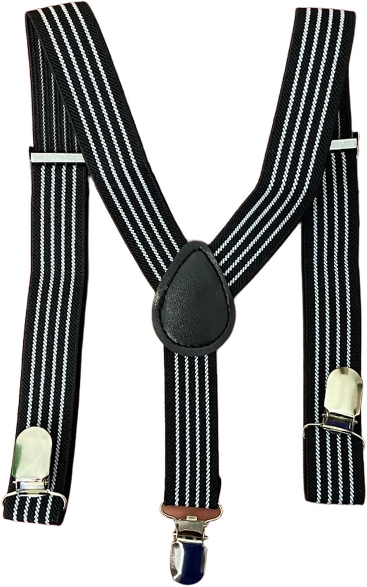 suspenders voor kinderen 2 cm smal - zwart-witte strepen - verstelbaar - perfect voor feesten - ShopVlot