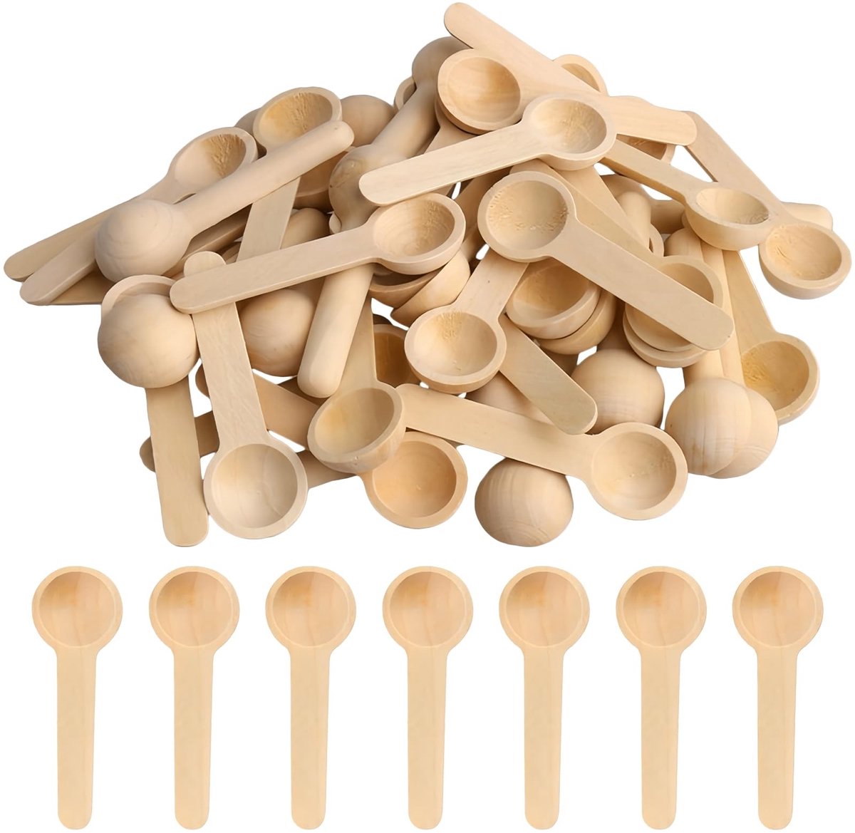 Solidchoice - Set van 50 Houten Mini Lepels voor Keuken en Koken