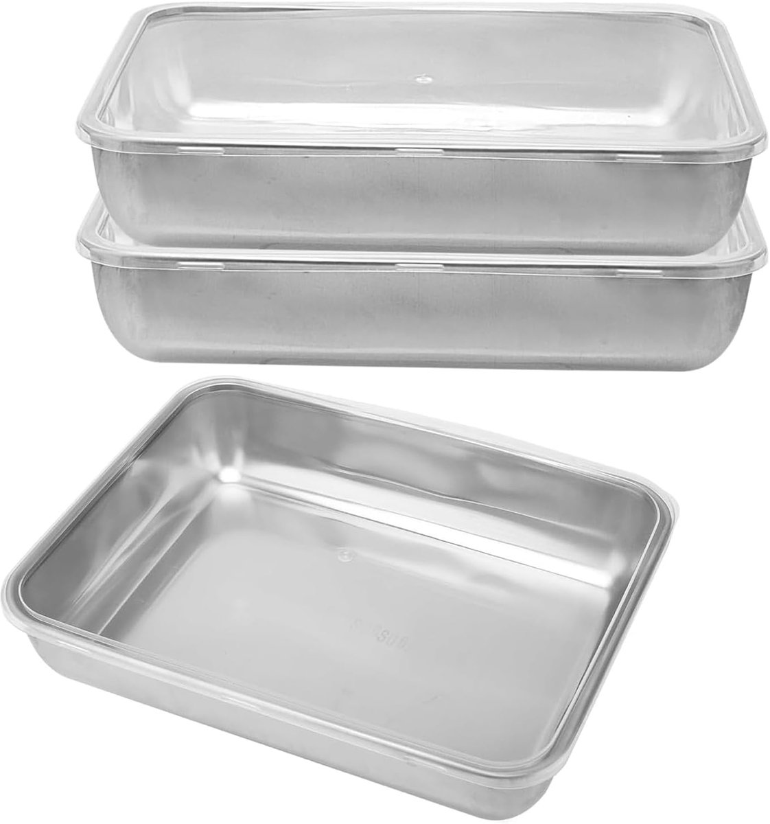 Bakplaat met deksel 25 x 20 x 4,5 cm - roestvrij staal - diepe taartplaat - ideaal voor bakken en braden - ShopVlot