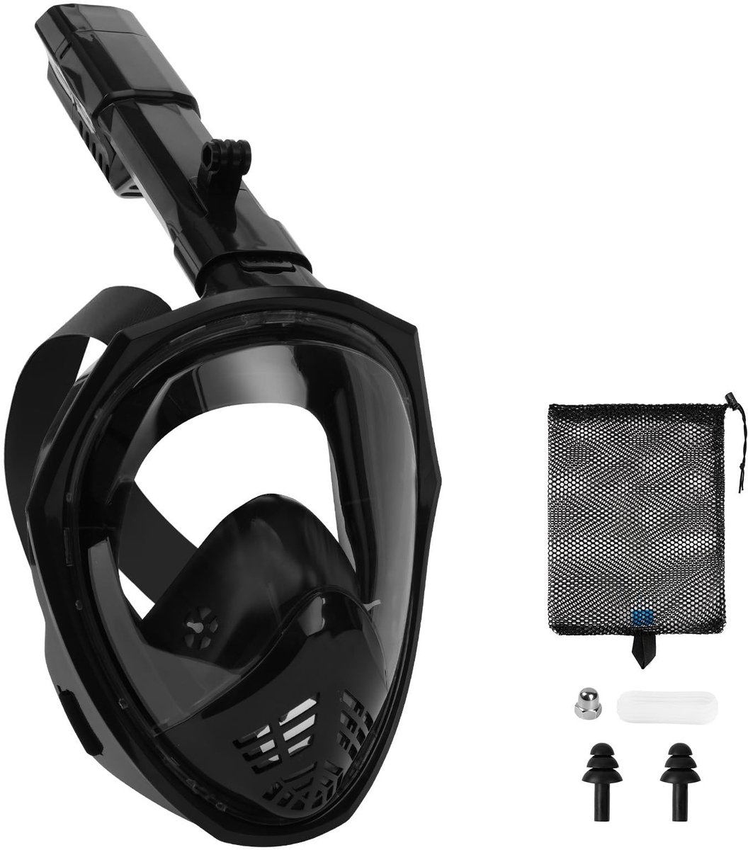 Solidchoice - Volledig Gezicht Snorkelmasker met 180° Panoramisch Zicht en Camera Bevestiging