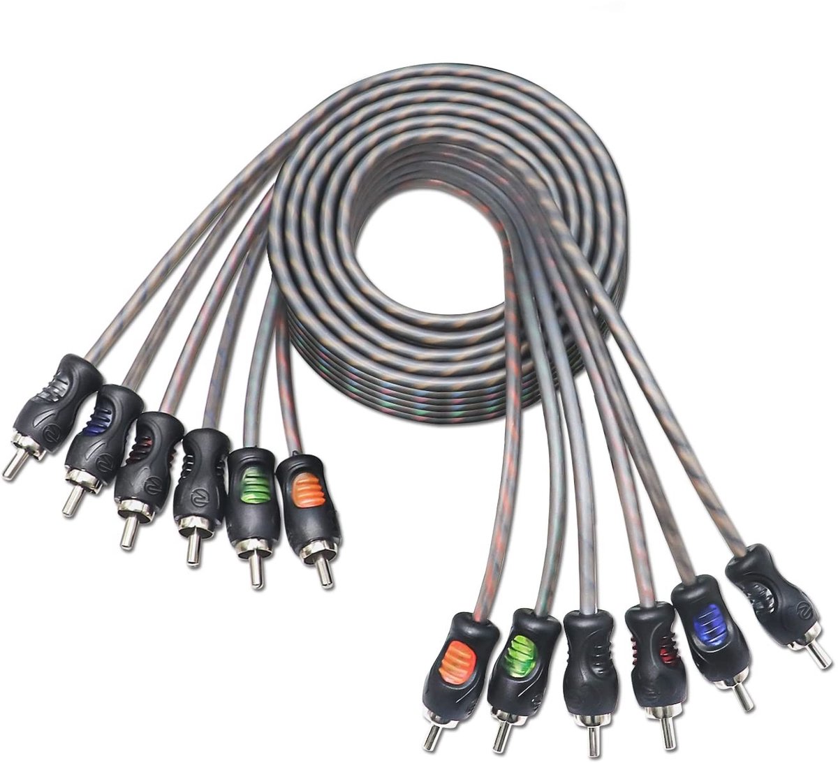 Solidchoice - 1.8m RCA Kabel met 6 Kanalen voor Auto Audio, Gevlochten Ontwerp
