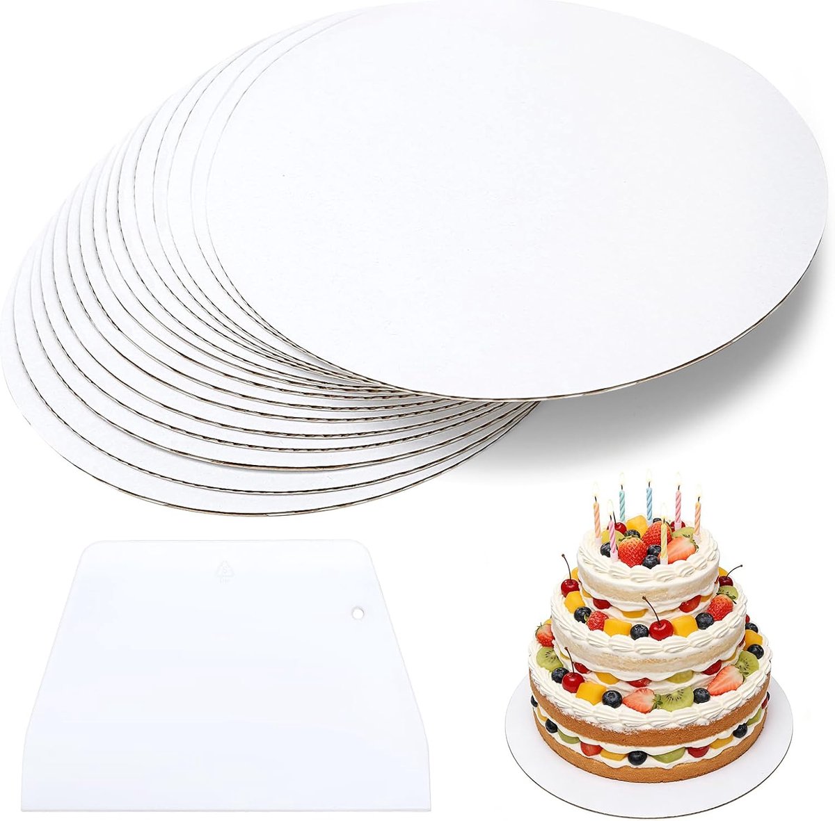 Cakeplaten rond 20 cm - Karton - Wit - Stevige ondersteuning voor taarten - ShopVlot
