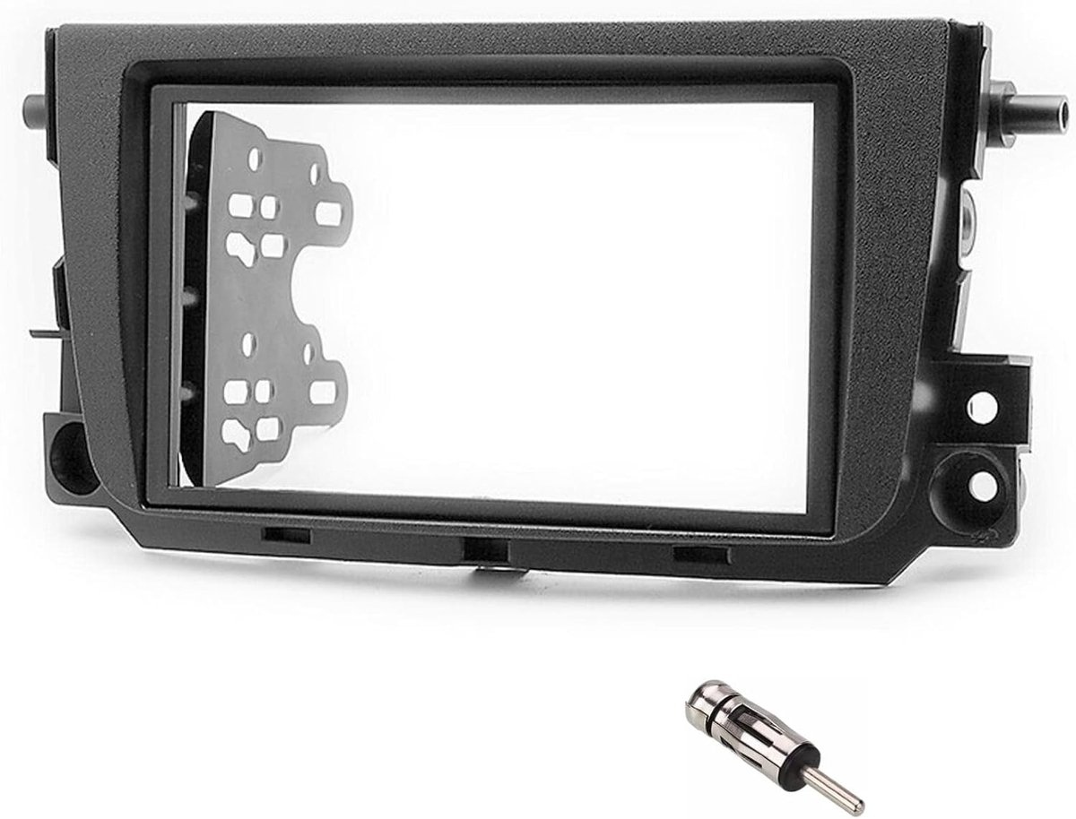 2 DIN Radio Paneel Frame - Zwart - Inclusief Montagebeugels en Antenne-adapter - Geschikt voor Smart ForTwo 2010-2017 - ShopVlot