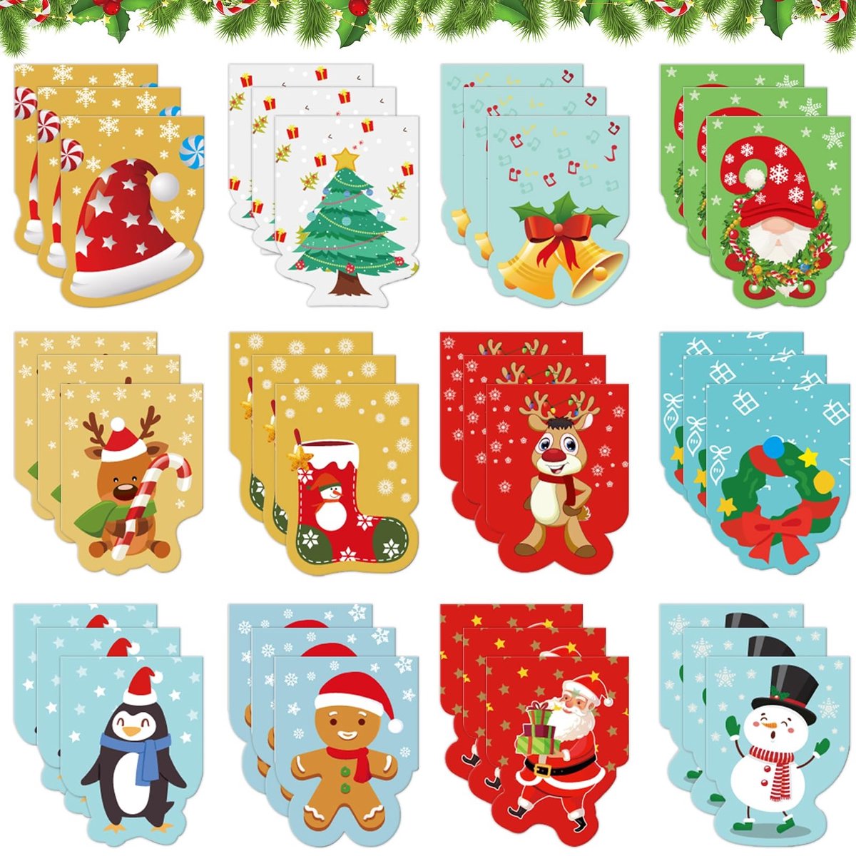 Solidchoice - Set van 36 Magnetische Kerst Boekenleggers