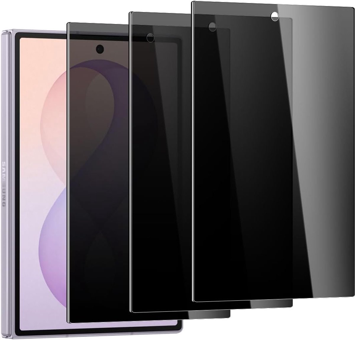 Anti-Spy Tempered Glass Screen Protector Voor Samsung Galaxy Z Fold 8, 3 Stuks, 9H Hardheid, Anti-Spy Bescherming - ShopVlot