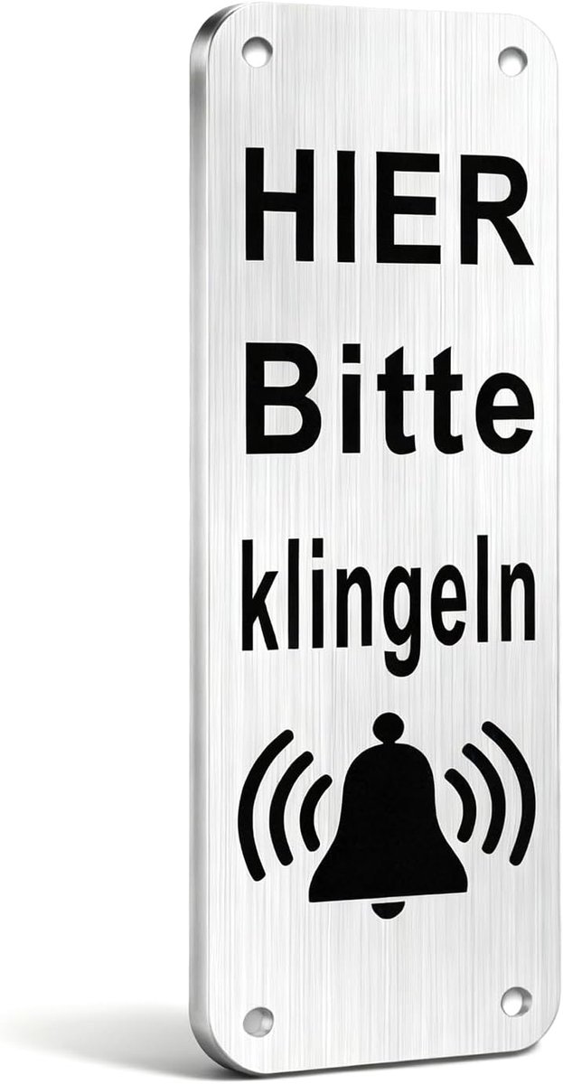 1 Piece Bitte hier Klingeln Doorbell Sign, Self-Adhesive Waiting Sign, 15 x 5 cm, Weatherproof Adhesive Board - ShopVlot
