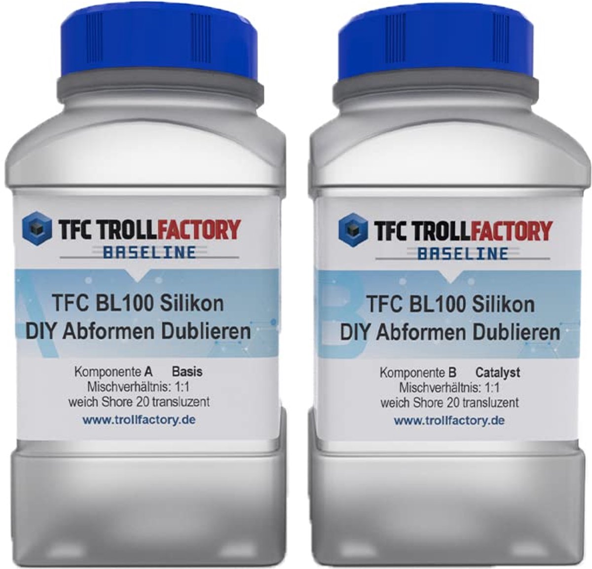 TFC Baseline 100 Silicone Moulding Silicone, Shore A 20, Mixing Ratio 1:1, Translucent, Medium Hard, Synthetic Resin - ShopVlot
