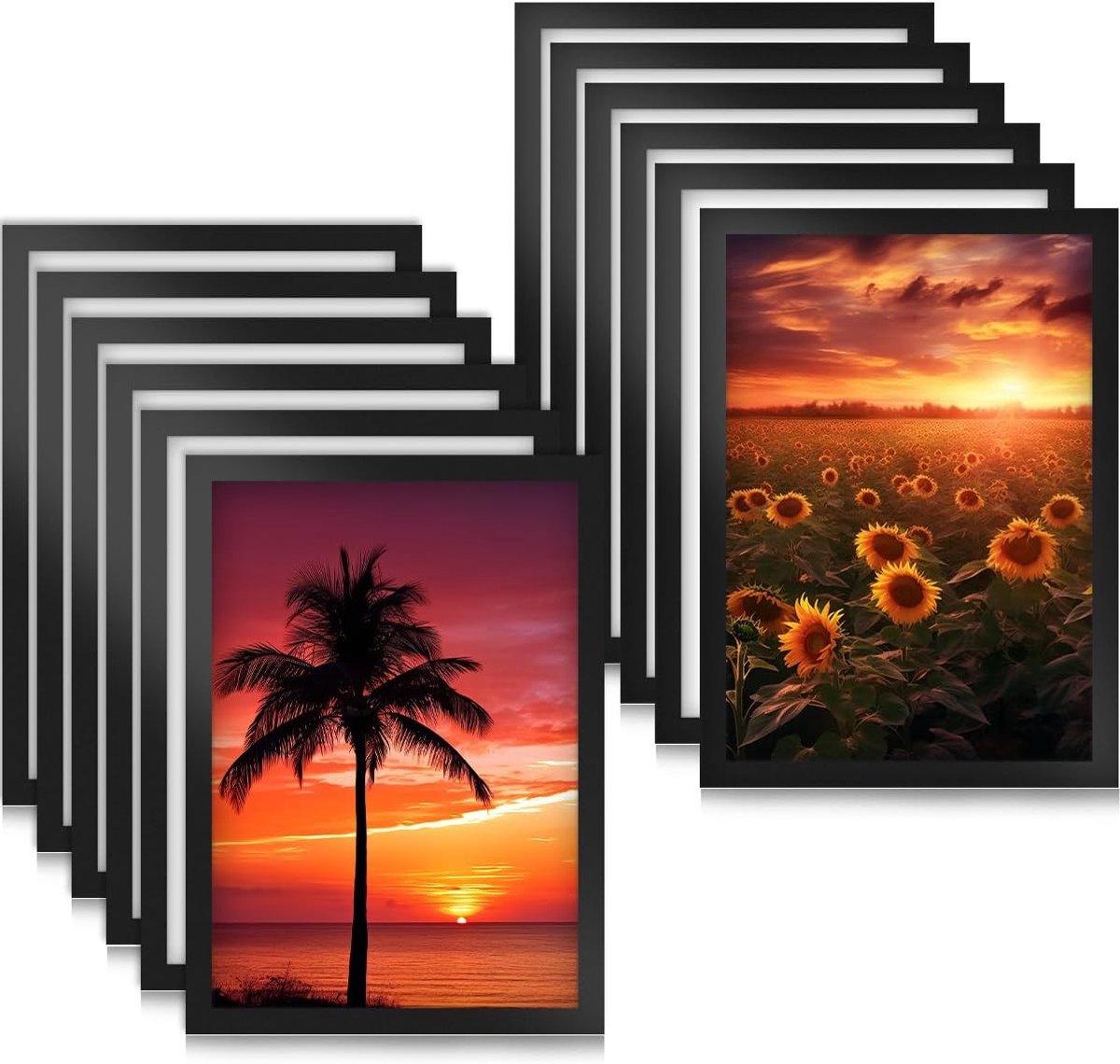 Pack of 12 Magnetic Frames A4 Info Frames Self-Adhesive Folding Magnetic Frame with Magnetic Closure Info Bag Sheet - ShopVlot