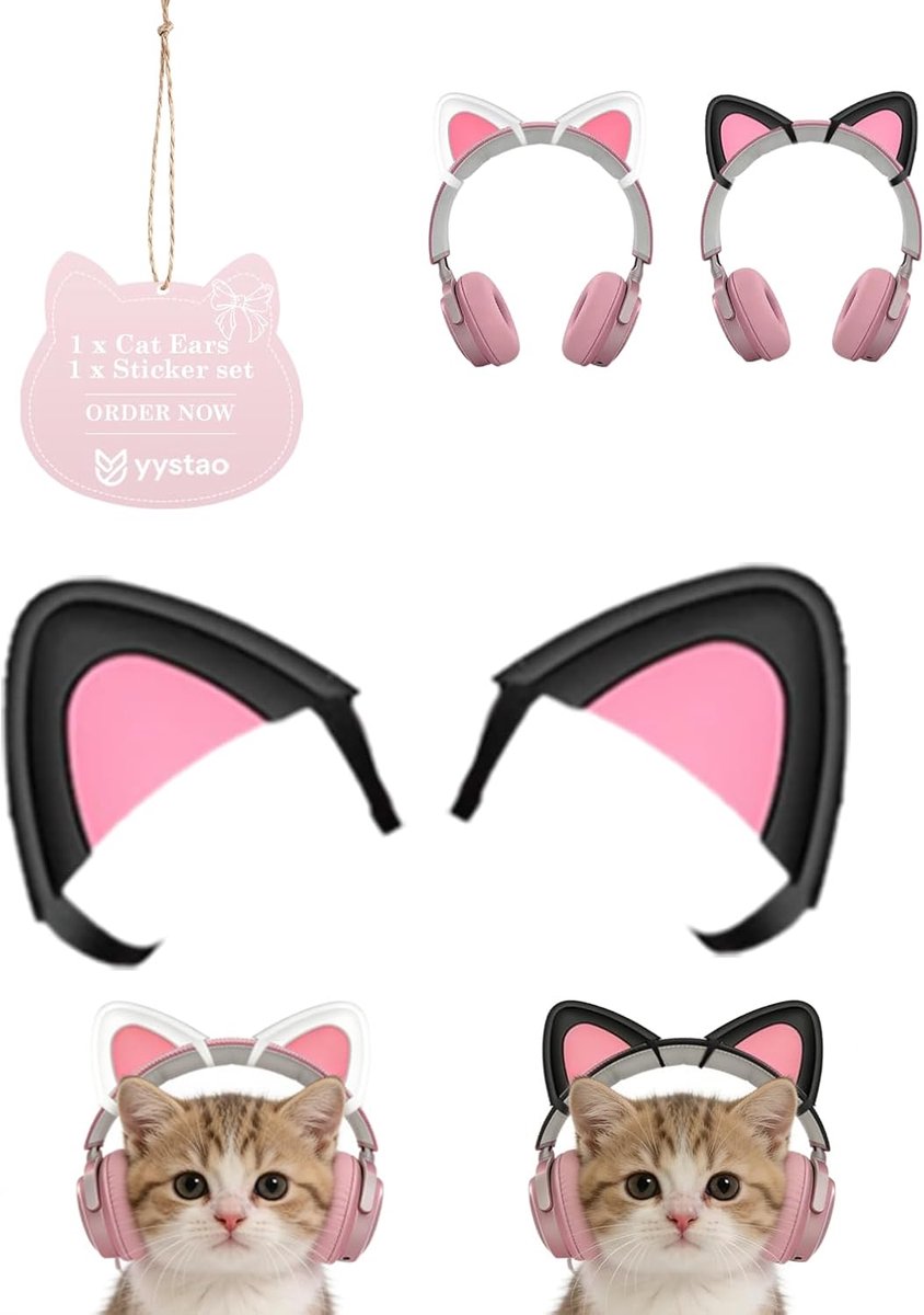 Voor Sony WH-CH720N schattige kattenoren, afneembare Kawaii-hoofdtelefoondecoratie, flexibele en herbruikbare - ShopVlot