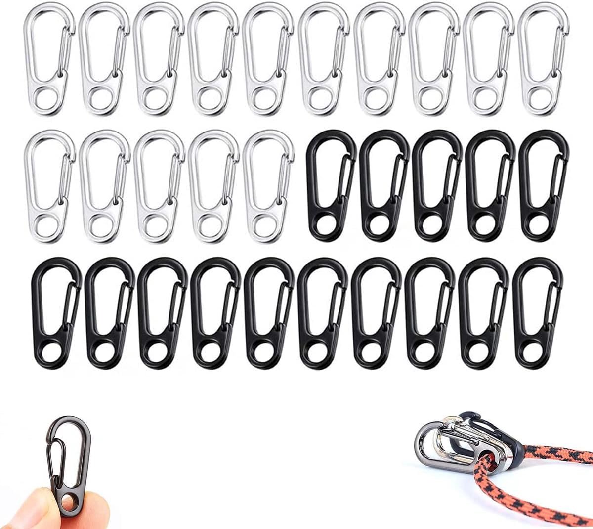 30pcs mini carabiner buckle feather backpack clasps feather carabiner climbing clips snap carry carabiner Tiny Sf - ShopVlot