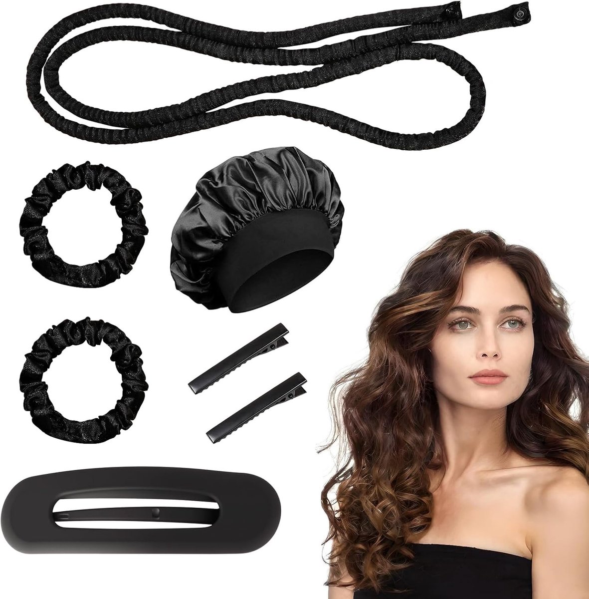 Heatless Curlers Heat Free Curling Iron Waves with Soft Headband and Satin Curler Heat Free Curls for Medium and Long - ShopVlot