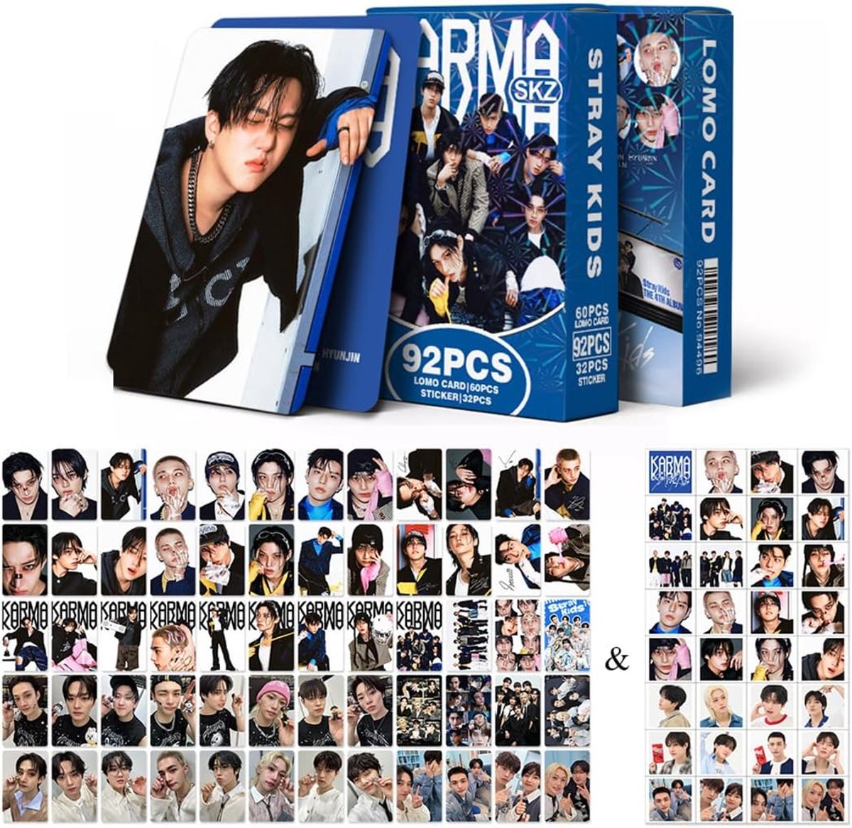 Kpop StrayKids Photo Cards, 60 Pieces Lomo Cards, 32 Pieces Stickers, Stray Kids Merch, Karma-B Card Cards for Fans - ShopVlot
