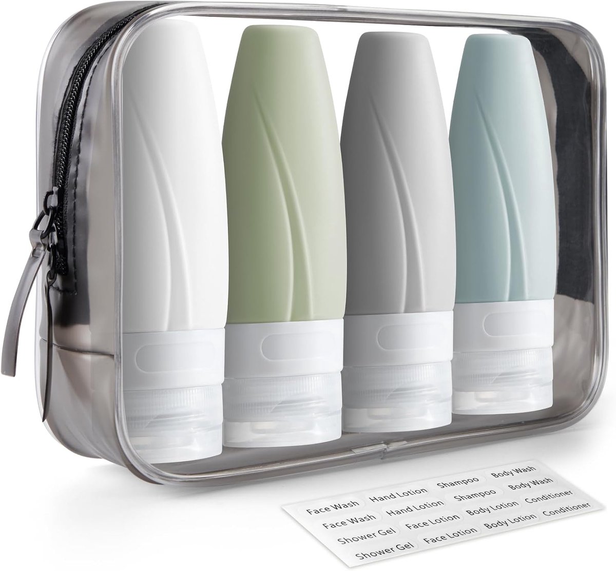 INSFIT Portable Travel Bottles TSA Approved, 2 oz Leakproof BPA Free Silicone Cosmetic Travel Size Toiletry Bag - ShopVlot