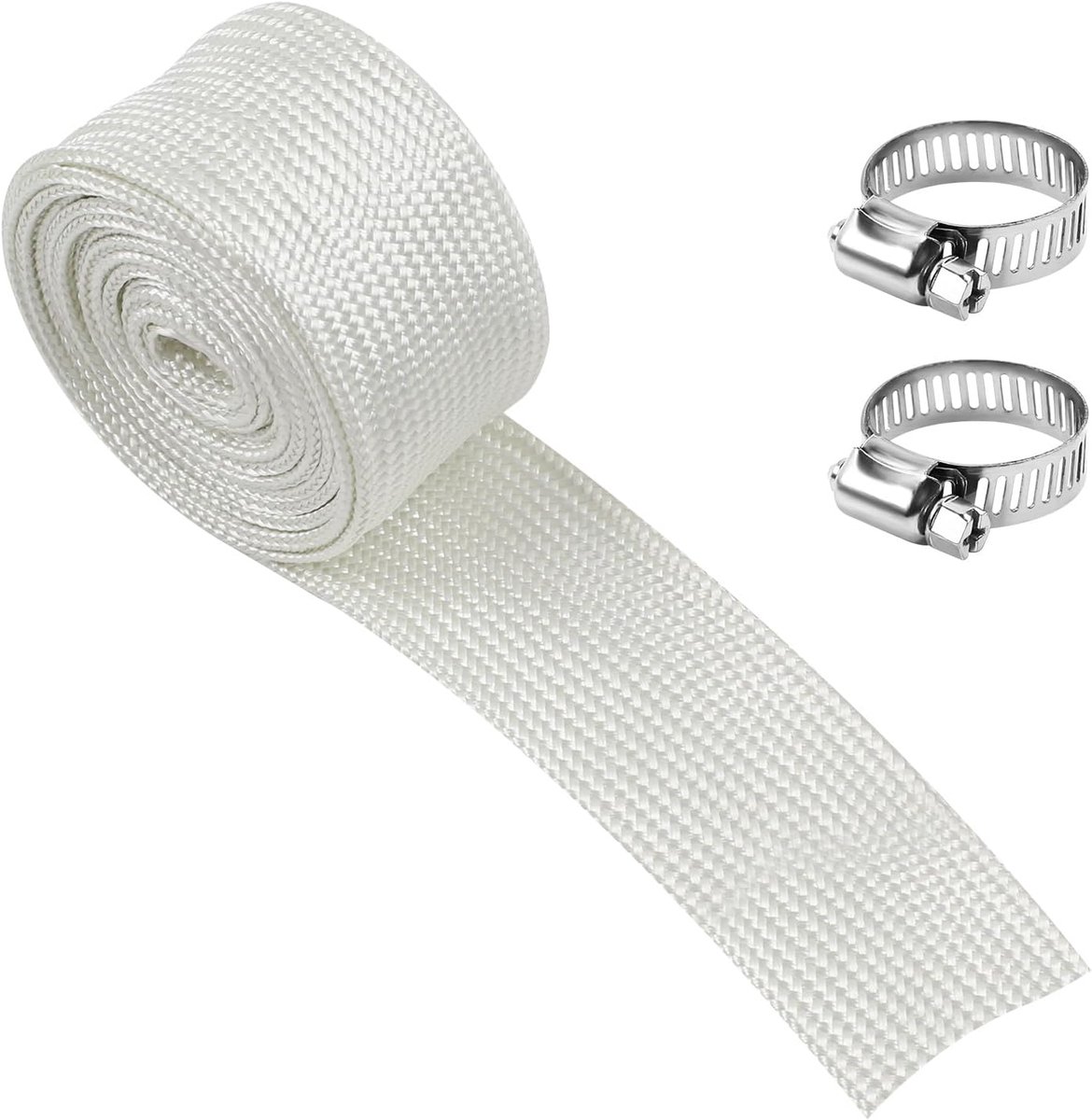 300 cm Heat Protection Hose Exhaust with 2 Clips, Exhaust Hose for Power Generator, 25 mm, Fiberglass Drain Pipe for - ShopVlot