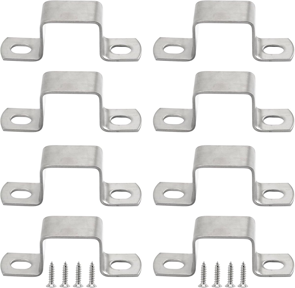 304 Stainless Steel Square Pipe Clamps with Screws, 8 Pack 40x60mm U-shaped Strut Connector Bracket Tube Buckle - ShopVlot