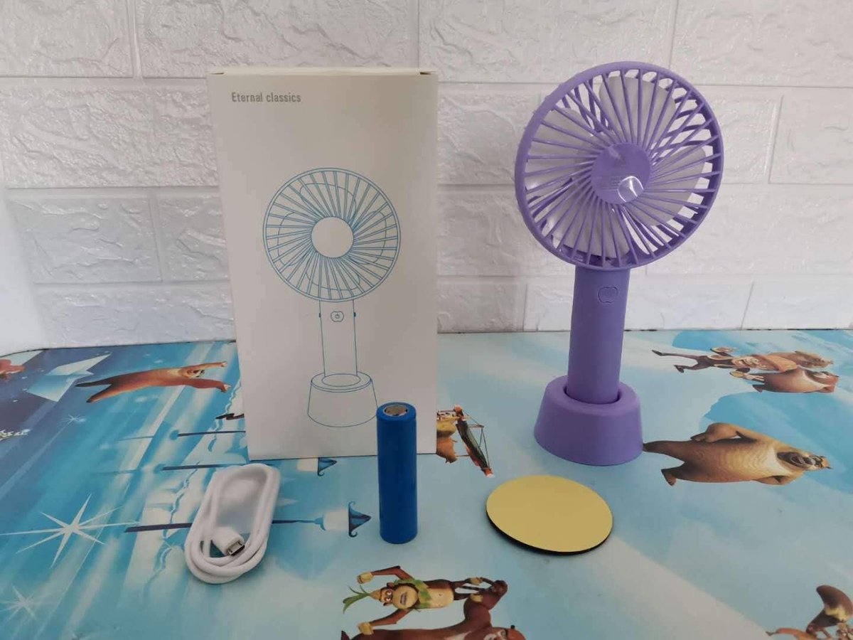 Mini Portable Rechargeable Office Handheld Fan Creative Small Portable USB Fan Battery Capacity; 800 Purple - ShopVlot